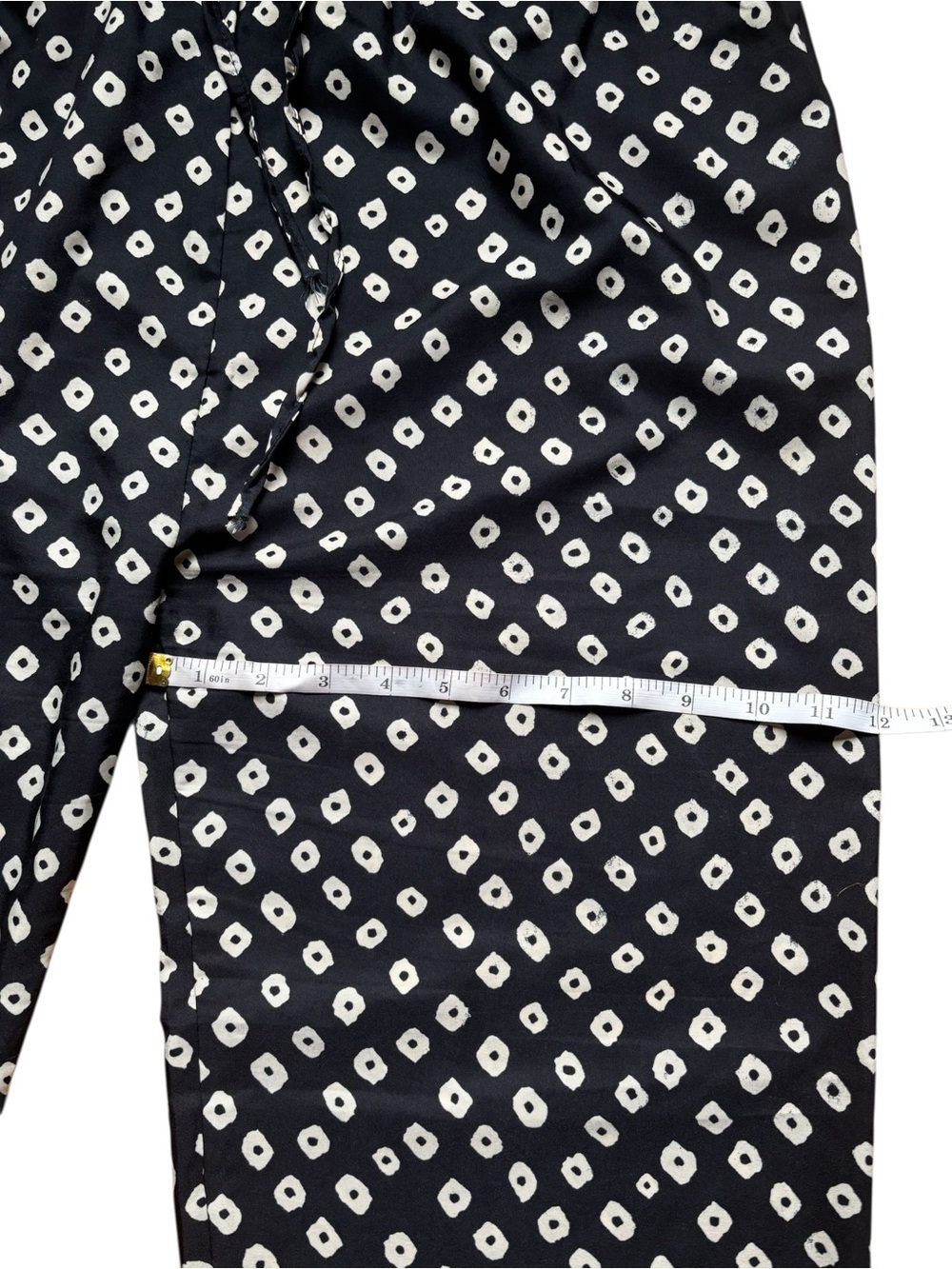 Drawstring Paperbag Waist Black and White Geometric Abstract Loose Fit Pants - Picture 8 of 8